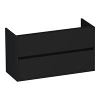 Brauer Adore - Onderkast Ondiep - 100 cm - met 2 Softclose Lades Greeploos en 1 Sifon Uitsparing - Mat Zwart