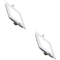 LED Downlight Slim 2 Pack - Inbouw Vierkant 12W - Helder/Koud Wit 6400K - Mat Wit Aluminium - 170mm