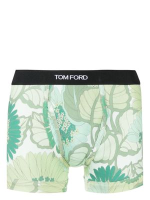 TOM FORD boxer en coton stretch à fleurs - Vert