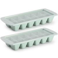 Plasticforte IJsblokjesvormen - groen - 2x stuks - met afsluitdeksel - 28 x 11 cm - ijsklontje