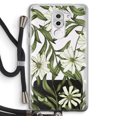 Wit bloemenpatroon: Honor 6X Transparant Hoesje met koord
