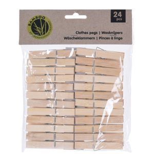 72x Wasknijpers naturel van bamboe hout 7 cm