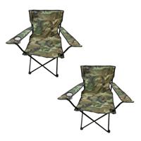 Campingstoel - 2x - camouflage - opvouwbaar - 50 x 80 cm - lichtgewicht - max 100 kg - inklapbare st
