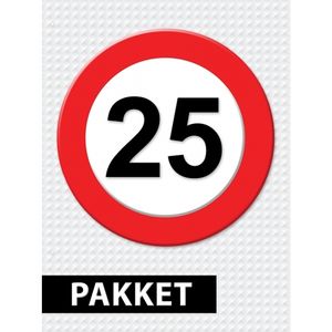 Verkeersbord 25 jaar feestartikelen pakket