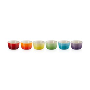 LE CREUSET - Aardewerk - Mini-ramekins 0,10l Regenboog 6-dlg