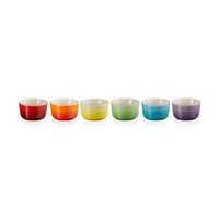 LE CREUSET - Aardewerk - Mini-ramekins 0,10l Regenboog 6-dlg