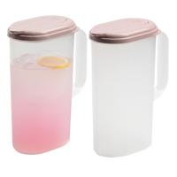 Benson Waterkan / limonadekan / sapkan - 2x - met deksel - 2L - oudroze - kunststof schenkkan