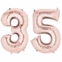 35 jaar versiering cijfer ballon rose goud