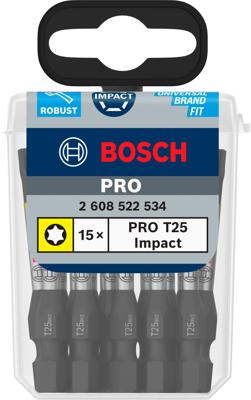 Bosch Accessoires PRO Torx slagschroefbit | T25 | 55 mm | 15 stuks - 2608522534