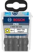 Bosch Accessoires PRO Torx slagschroefbit | T25 | 55 mm | 15 stuks - 2608522534 Bosch Accessoires PRO Torx slagschroefbit | T25 | 55 mm | 15 stuks - 2608522534
