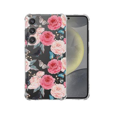 Samsung Galaxy S25 Hoesje - Butterfly Roses TPU Antishock Samsung Galaxy S25 Hoesje - Butterfly Roses TPU Antishock
