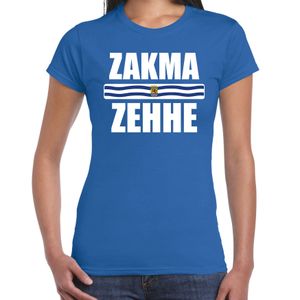 Zakma zehhe met vlag Zeeland t-shirts Zeeuws dialect blauw voor dames