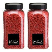 Mica Decorations decoratie stenen/granulaat - 2x - 650ml - rood - hobby steentjes