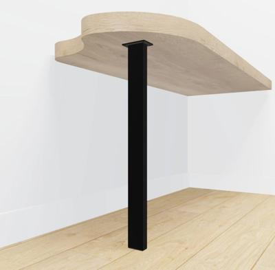 Tafelpoot zwart rechthoekig 80x40 mm - per meter