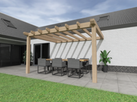 Aanbouw Veranda Douglas 3000mm diep - 150mm balken - fijn bezaagd
