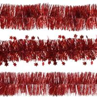 Decoris folie kerstslingers 6x stuks - rood - kunststof - 270 cm - Kerstslingers - thumbnail