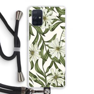 Wit bloemenpatroon: Samsung Galaxy A71 Transparant Hoesje met koord