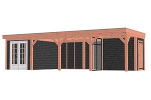 Trendhout Buitenverblijf Mensa L 980x400 cm - Combinatie 1- Plat dak- Onbehandeld lariks Douglas hout- Trendhout