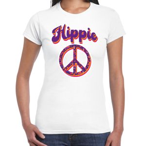 Hippie t-shirt wit voor dames