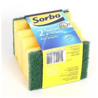 Sorbo Schuursponsjes - 2x stuks - met handgreep - 9 x 6,5 x 4 cm