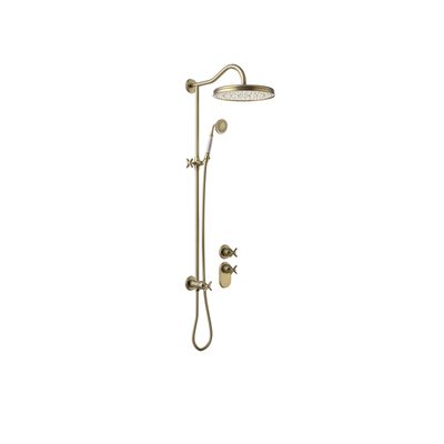 Regendoucheset Tres Clasic Opbouw Incl. Handdouche Inbouw Douchethermostaat Verouderd Messing Mat