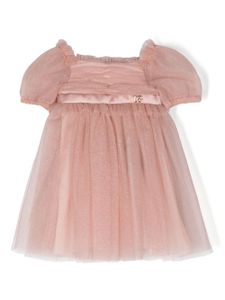 Dolce & Gabbana Kids robe volantée à plaque logo - Rose