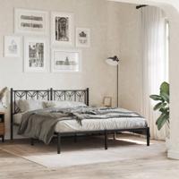Bedframe met hoofdbord metaal zwart 160x200 cm
