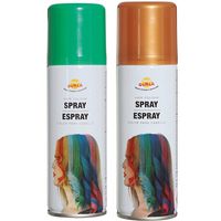 Carnaval verkleed haar verf/spray - groen en goud - spuitbus - 125 ml - thumbnail