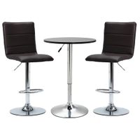 vidaXL 3-delige Barset kunstleer zwart - thumbnail
