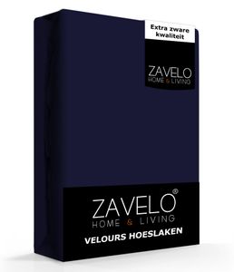 Zavelo Hoeslaken Velours Navy - Fluweel Zacht - 30 cm Hoekhoogte - Rondom Elastiek - Velvet -Lits-jumeaux (160/180x200/220 cm)