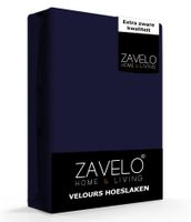 Zavelo Hoeslaken Velours Navy - Fluweel Zacht - 30 cm Hoekhoogte - Rondom Elastiek - Velvet -2-persoons (140/150x200/220 cm) - thumbnail