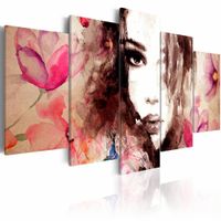 Schilderij - Poëzie van het Fluisteren, Roze, 5luik, wanddecoratie