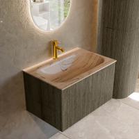 Badmeubel Mondiaz Kurve-Dlux | 70 cm | Meubelkleur Shadow | Wastafelkleur Arena | Solid surface | Wasbak midden spoelbak | 1 kraangat