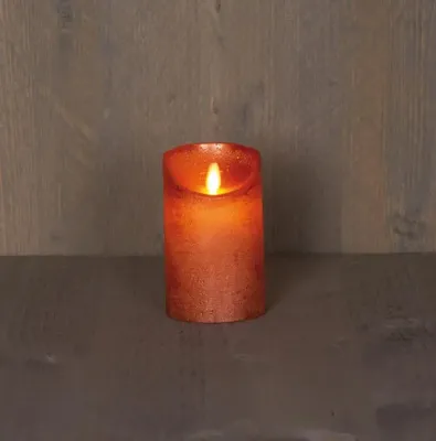 Anna&apos;s Collection LED kaars flame effect rustiek 7.5x12.5cm koper 1 stuks