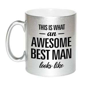 Awesome best man cadeau mok / beker voor bruiloft getuige zilver 330 ml