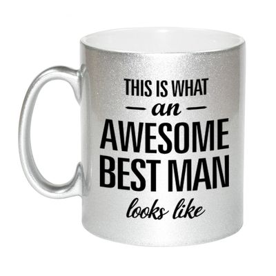 Awesome best man cadeau mok / beker voor bruiloft getuige zilver 330 ml Awesome best man cadeau mok / beker voor bruiloft getuige zilver 330 ml