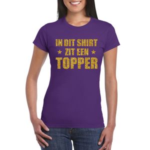 In dit shirt zit een Topper in gouden glitters t-shirt dames paars