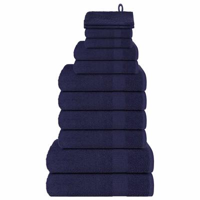VidaXL 12-delige handdoekenset 360 g/m² 100% katoen marineblauw
