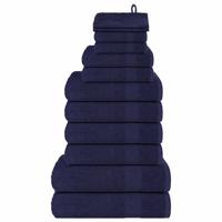 VidaXL 12-delige handdoekenset 360 g/m² 100% katoen marineblauw