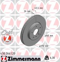 Remschijf COAT Z ZIMMERMANN, Remschijftype: Binnen geventileerd, u.a. für Opel, Vauxhall