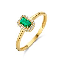 Ring Halo geelgoud-zirconia goudkleurig-groen-wit 7,5 mm
