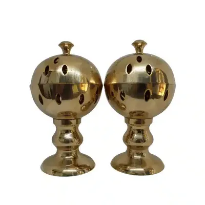 Set van 2 Wierookbranders - Rond & Messing