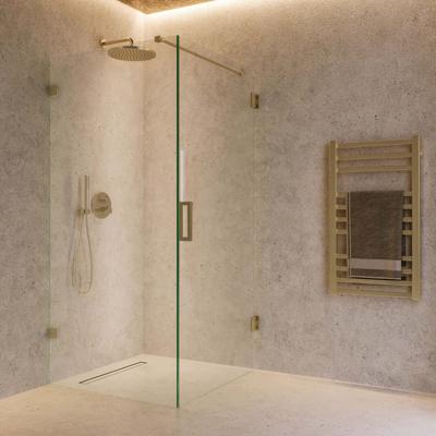 Douchecabine SaniClear Brass | Profieloos | 80x70x200 cm | 1 Draaideur | Geborsteld messing