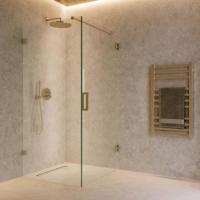 Douchecabine SaniClear Brass | Profieloos | 80x70x200 cm | 1 Draaideur | Geborsteld messing