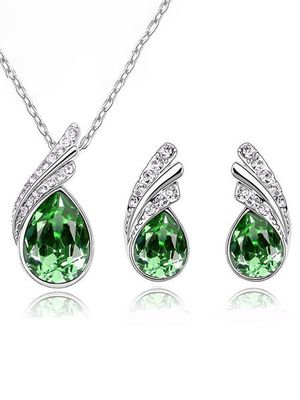 Engel Vleugels Kristal oorbellen Halsketting Set