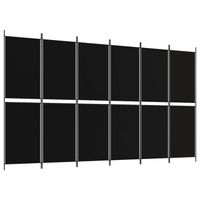 vidaXL Kamerscherm met 6 panelen 300x180 cm stof zwart - thumbnail