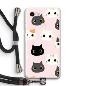 Katten: Pixel 3 XL Transparant Hoesje met koord
