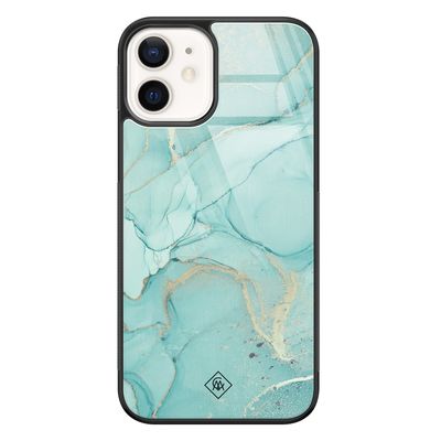 iPhone 12 glazen hardcase - Touch of mint