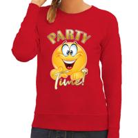 Verkleed sweater voor dames - party time emoji - rood - themafeesten/carnaval