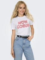 Only Onlariya Life Reg S/s Love Top Box Jrs T-shirt Korte Mouw Bright White Coeur
